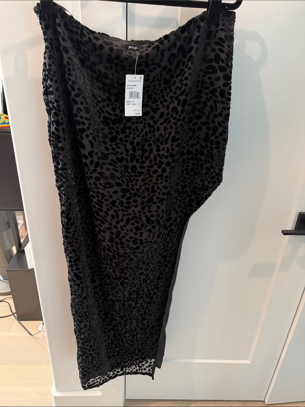 Nasty Gal Black Velvet Leopard Slip Skirt